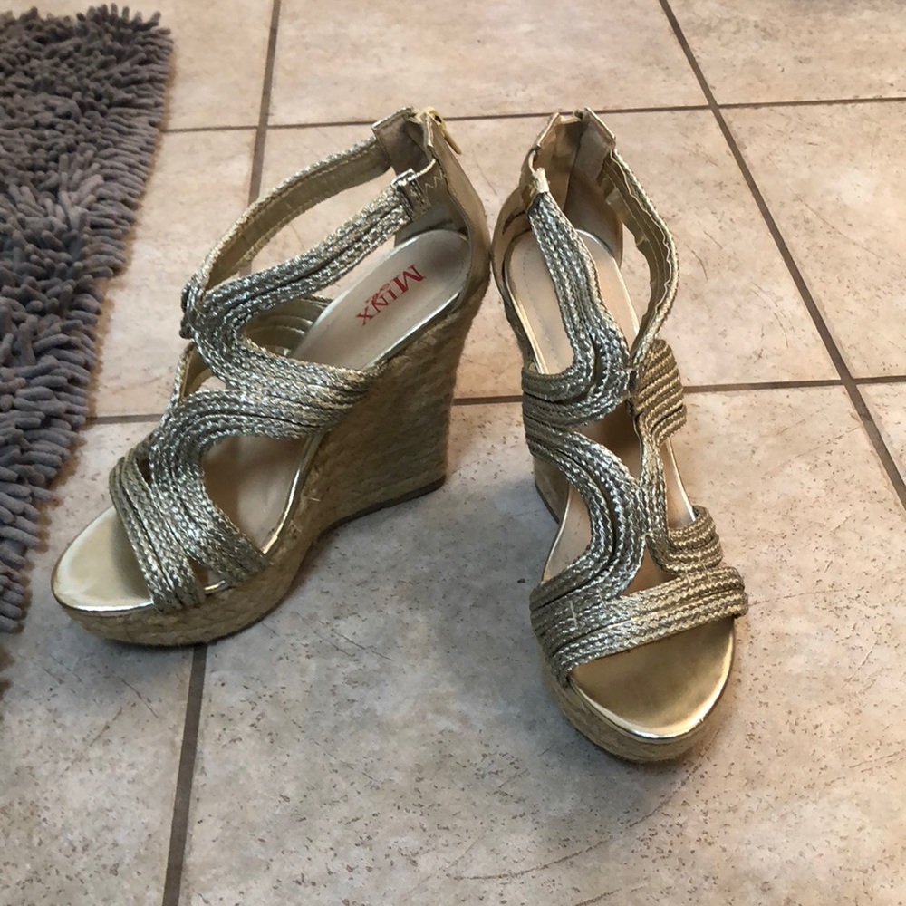 Gold wedge sandals